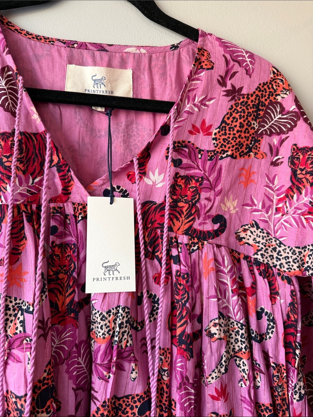 Printfresh Pink Tiger & Leopard Print Maxi Dress new organic cotton small - Picture 1 of 5